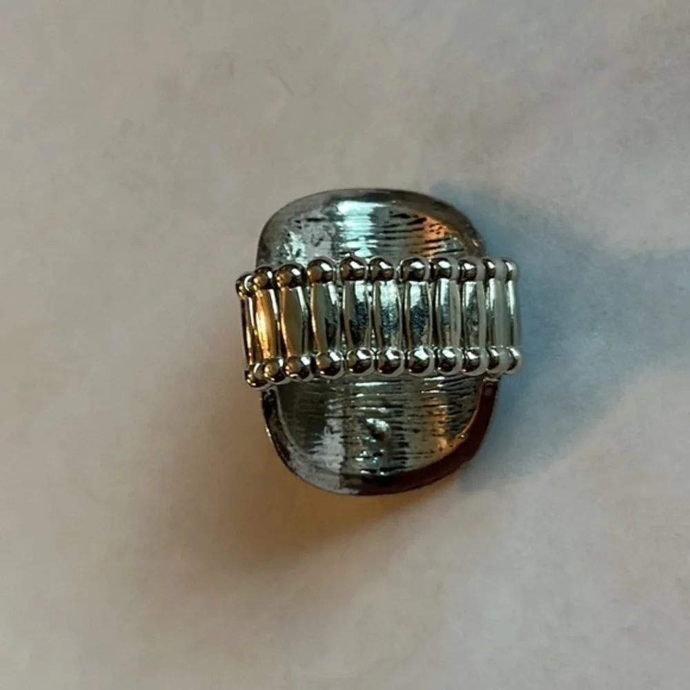OUT On The Range orange Crackle Ring Silver Stretch Band